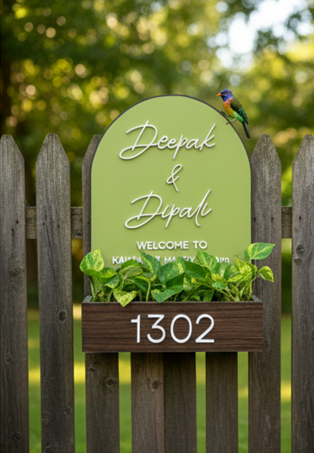 Floral Name Plate