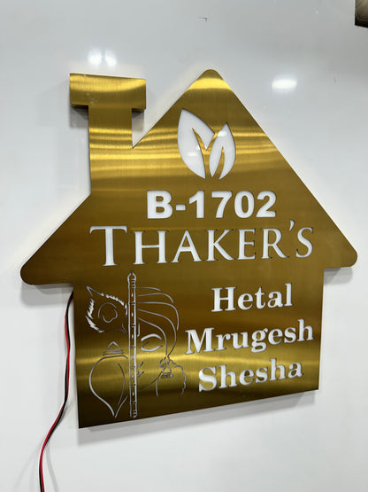 SS gold LED nameplate