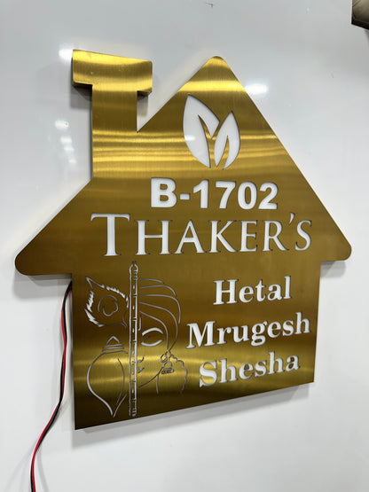 SS gold LED nameplate