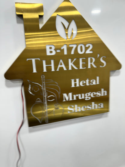 SS gold LED nameplate